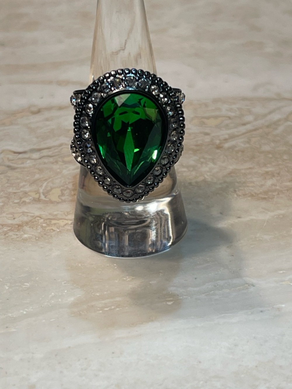 Brighton Raindrops Emerald Green Crystal Cocktail Ring